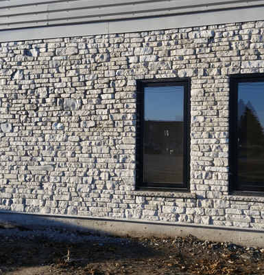 Stone on Commercial Building With Two Building inside the masonry